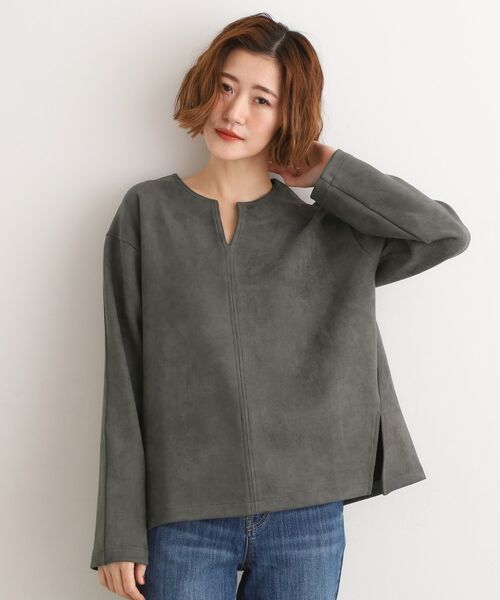 grove / グローブ カットソー | スエード調キーネックプルオーバー | 詳細6