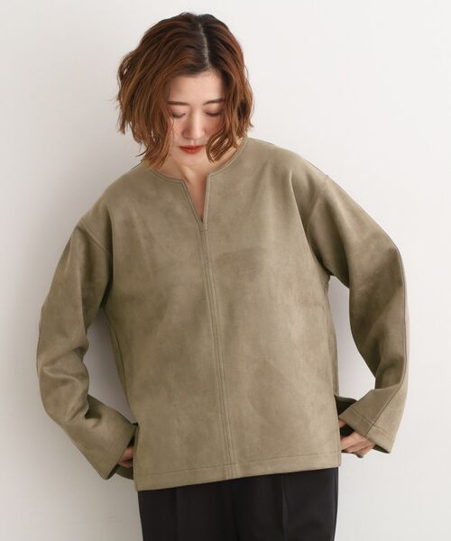 grove / グローブ カットソー | スエード調キーネックプルオーバー | 詳細9