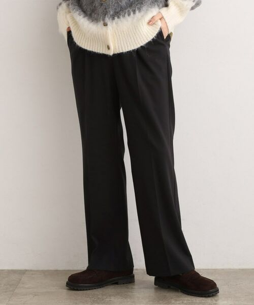 grove / グローブ パンツ | ストレッチ裏起毛ストレートパンツ(ブラック(019))