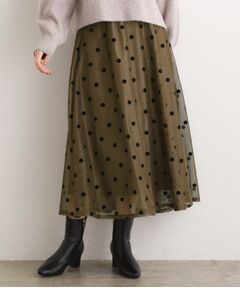 grove / グローブ ロング・マキシ丈スカート | 甘さを抑えて、品よく華やぐ　メッシュフロッキードットスカート