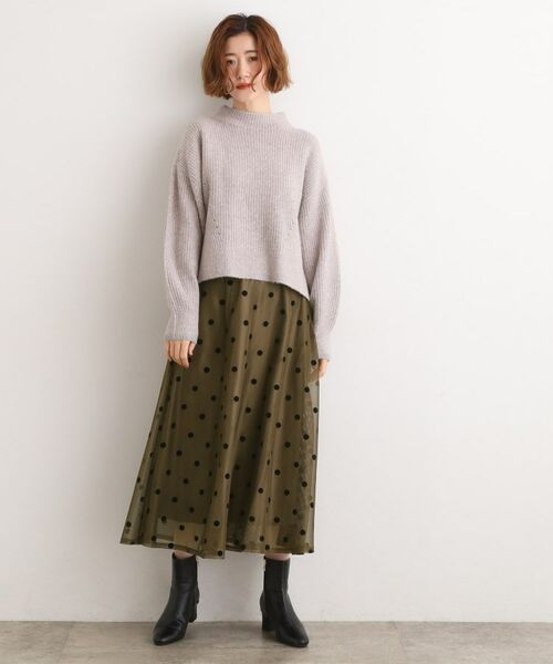 grove / グローブ ロング・マキシ丈スカート | 甘さを抑えて、品よく華やぐ メッシュフロッキードットスカート | 詳細10