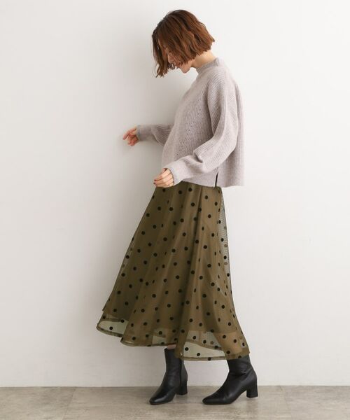 grove / グローブ ロング・マキシ丈スカート | 甘さを抑えて、品よく華やぐ メッシュフロッキードットスカート | 詳細11