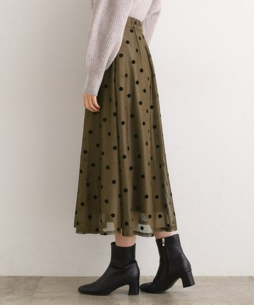 grove / グローブ ロング・マキシ丈スカート | 甘さを抑えて、品よく華やぐ メッシュフロッキードットスカート | 詳細14