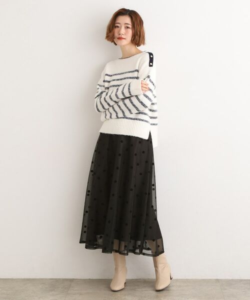 grove / グローブ ロング・マキシ丈スカート | 甘さを抑えて、品よく華やぐ メッシュフロッキードットスカート | 詳細6
