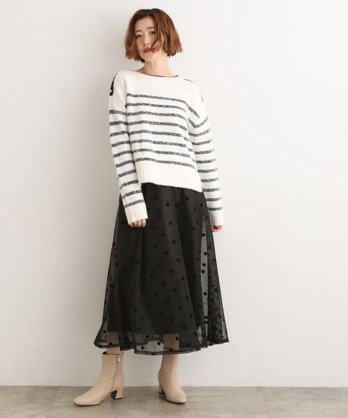 grove / グローブ ロング・マキシ丈スカート | 甘さを抑えて、品よく華やぐ メッシュフロッキードットスカート | 詳細7