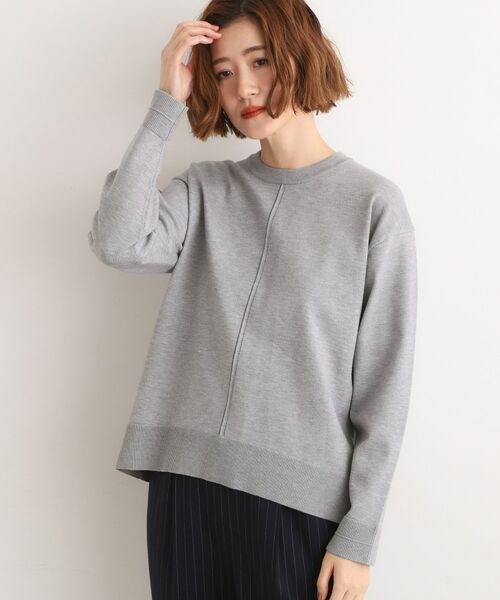 grove / グローブ ニット・セーター | 【SETUP可能】冬から春まで心地よく タック編みオーバーサイズニット(ライトグレー(013))