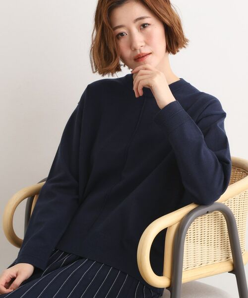 grove / グローブ ニット・セーター | 【SETUP可能】冬から春まで心地よく タック編みオーバーサイズニット(ネイビー(094))