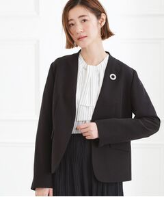 grove / グローブ ノーカラージャケット | 【マシンウォッシュ／防シワ】Wクロスノーカラージャケット