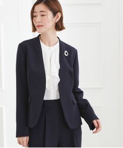 grove / グローブ ノーカラージャケット | 【マシンウォッシュ／防シワ】Wクロスノーカラージャケット