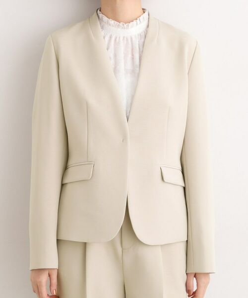 grove / グローブ ノーカラージャケット | 【マシンウォッシュ/防シワ】Wクロスノーカラージャケット | 詳細13