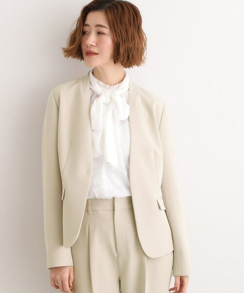 grove / グローブ ノーカラージャケット | 【マシンウォッシュ/防シワ】Wクロスノーカラージャケット | 詳細5