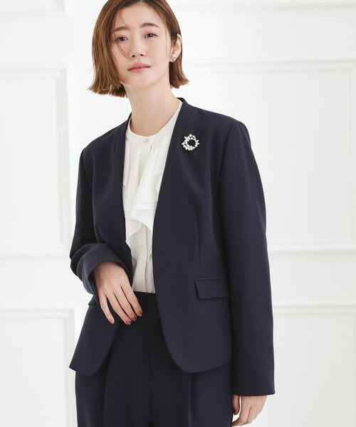 grove / グローブ ノーカラージャケット | 【マシンウォッシュ/防シワ】Wクロスノーカラージャケット | 詳細9