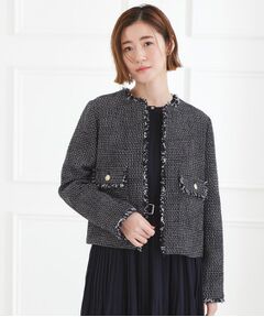 grove / グローブ ノーカラージャケット | ショートツイードジャケット