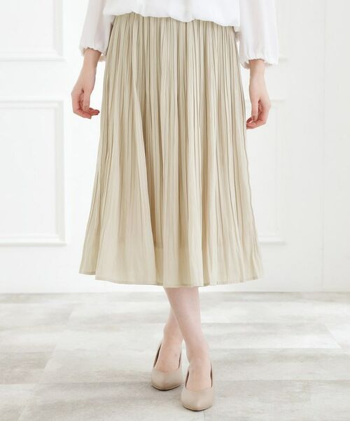 grove / グローブ ロング・マキシ丈スカート | 【選べる着丈】ヴィンテージサテンプリーツスカート(グレージュ(050))