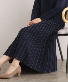 grove / グローブ ロング・マキシ丈スカート | 【SETUP可能】冬から春まで軽やかに　ラメラインニットプリーツスカート