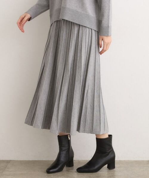 grove / グローブ ロング・マキシ丈スカート | 【SETUP可能】冬から春まで軽やかに ラメラインニットプリーツスカート | 詳細1
