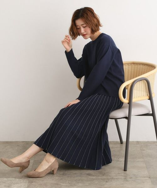 grove / グローブ ロング・マキシ丈スカート | 【SETUP可能】冬から春まで軽やかに ラメラインニットプリーツスカート | 詳細10