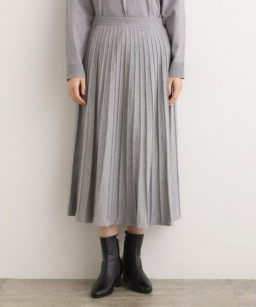 grove / グローブ ロング・マキシ丈スカート | 【SETUP可能】冬から春まで軽やかに ラメラインニットプリーツスカート | 詳細13