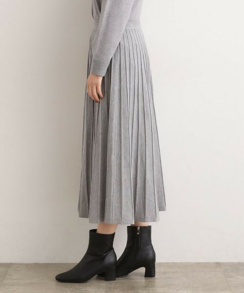 grove / グローブ ロング・マキシ丈スカート | 【SETUP可能】冬から春まで軽やかに ラメラインニットプリーツスカート | 詳細14