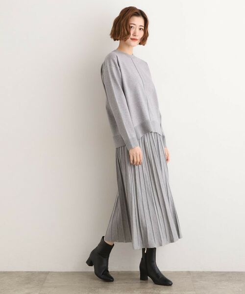 grove / グローブ ロング・マキシ丈スカート | 【SETUP可能】冬から春まで軽やかに ラメラインニットプリーツスカート | 詳細2