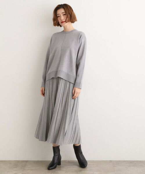 grove / グローブ ロング・マキシ丈スカート | 【SETUP可能】冬から春まで軽やかに ラメラインニットプリーツスカート | 詳細3