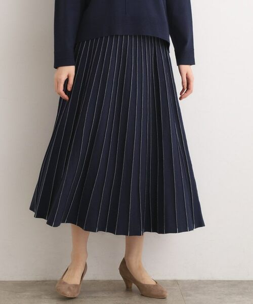 grove / グローブ ロング・マキシ丈スカート | 【SETUP可能】冬から春まで軽やかに ラメラインニットプリーツスカート | 詳細9