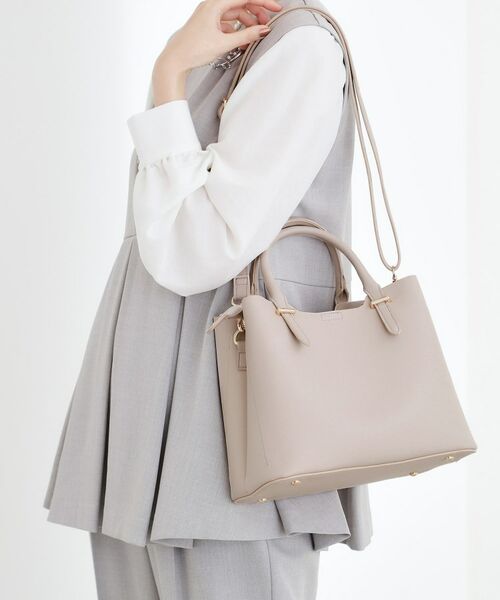 grove / グローブ トートバッグ | 【人間工学】あおりメタルバー2WAYトート(ライトグレー(011))