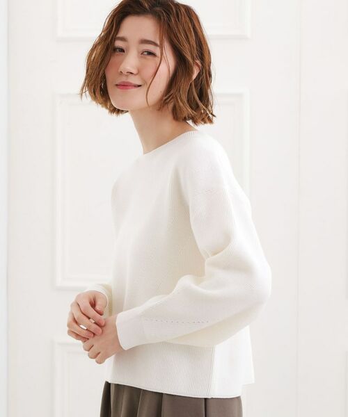 grove / グローブ ニット・セーター | もちもち畦編みクルーネックニット(オフホワイト(003))