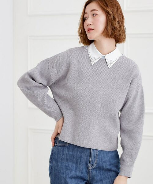 grove / グローブ ニット・セーター | もちもち畦編みクルーネックニット(グレー(012))