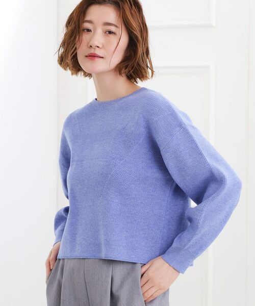 grove / グローブ ニット・セーター | もちもち畦編みクルーネックニット(ブルー(093))