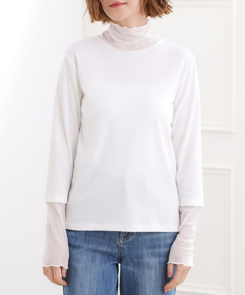 grove / グローブ カットソー | シアー切替ハイネックプルオーバー | 詳細17