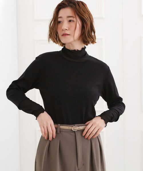grove / グローブ カットソー | シアー切替ハイネックプルオーバー | 詳細9