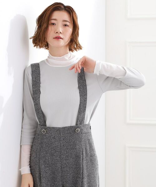 grove / グローブ カットソー | シアー切替ハイネックプルオーバー(ライトグレー(011))