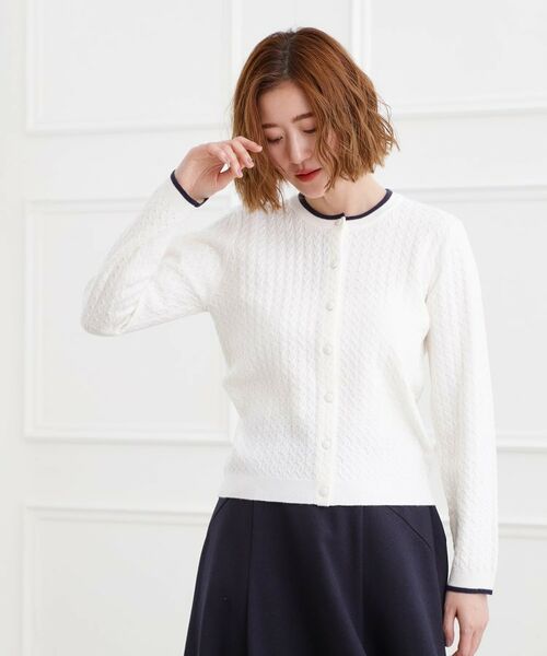 grove / グローブ カーディガン・ボレロ | ミニケーブルクルーネックカーディガン | 詳細1
