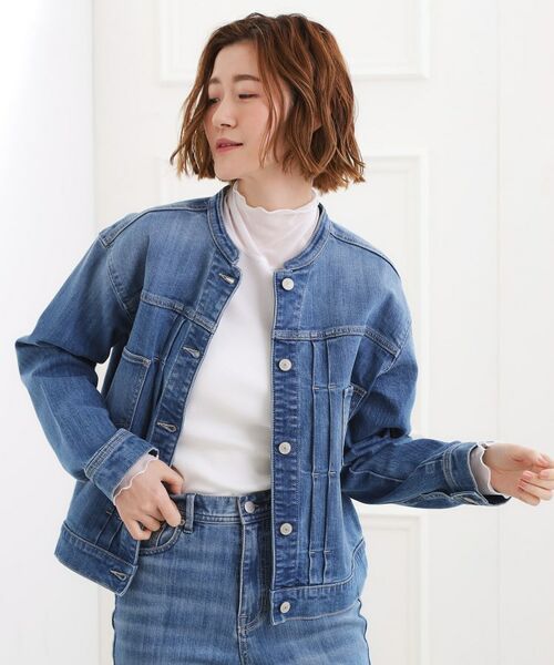 grove / グローブ Gジャン・デニムジャケット | ライトオンスストレッチデニムジャケット(ブルー(092))