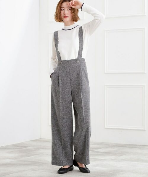 grove / グローブ パンツ | ショルダーストラップツイードパンツ(ブラック(019))