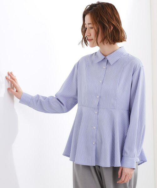 grove / グローブ シャツ・ブラウス | ペプラムフレアシャツ(ブルー(391))