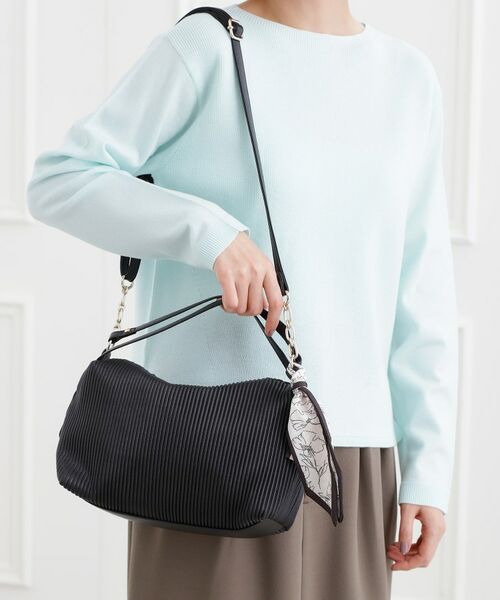 grove / グローブ ショルダーバッグ | プリーツチェーンスカーフショルダー(ブラック(019))