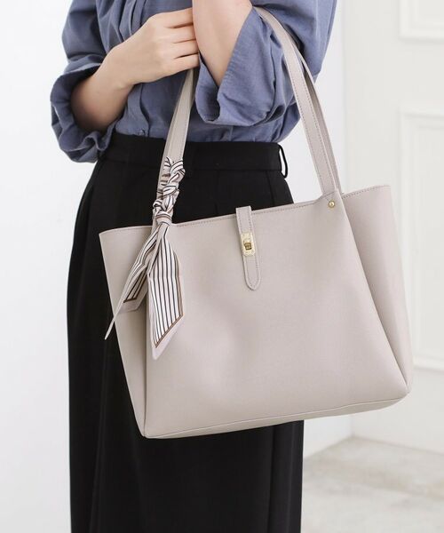 grove / グローブ トートバッグ | 【人間工学】タックベルトヒネリスカーフトート(ライトグレー(011))