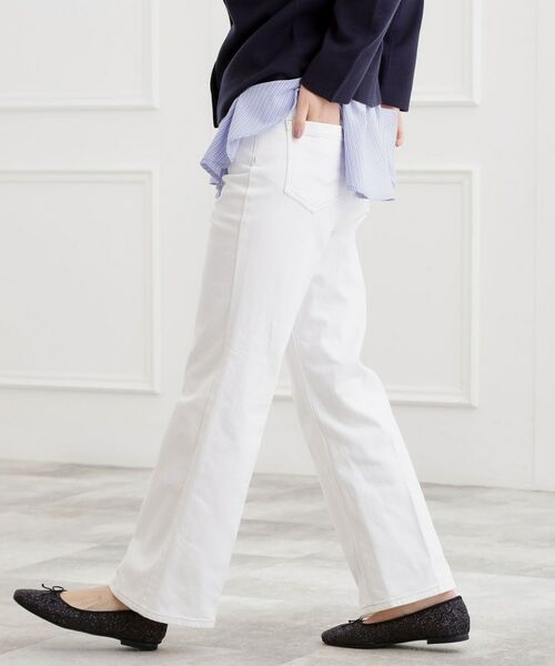 grove / グローブ デニムパンツ | 美シルエットデニムソフトフレアーパンツ(オフホワイト(003))