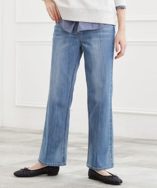 grove / グローブ デニムパンツ | 美シルエットデニムソフトフレアーパンツ(ブルー(092))
