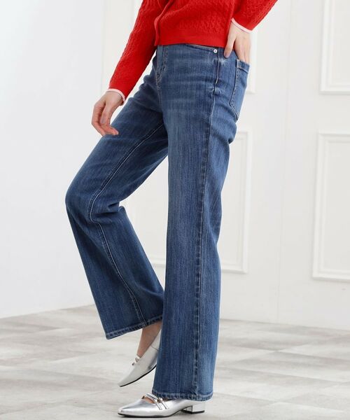 grove / グローブ デニムパンツ | 美シルエットデニムソフトフレアーパンツ(ブルー(093))