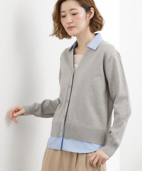 grove / グローブ カーディガン・ボレロ | シャツドッキング ニットカーディガン（グレー(012)）