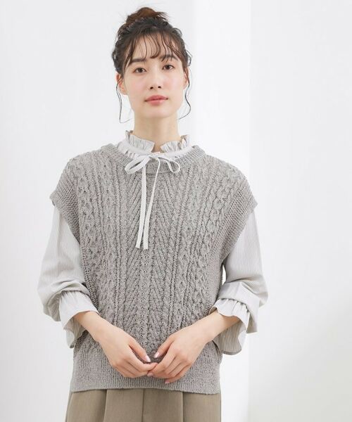 grove / グローブ ニット・セーター | リリヤーンケーブル ニットベスト | 詳細1