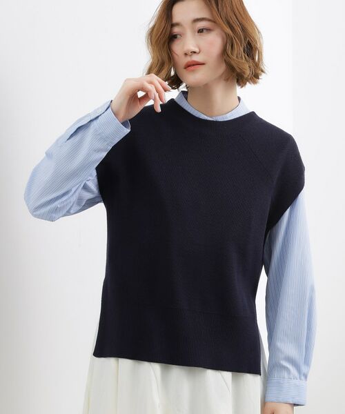 grove / グローブ シャツ・ブラウス | ニットベスト×シャツSET（ネイビー(094)）