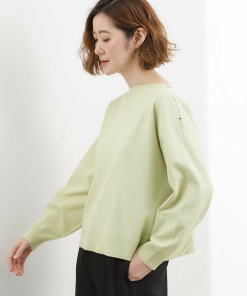 grove / グローブ ニット・セーター | 【おうちで洗える】顔周りすっきり、ボートネックニット(ミントグリーン(021))