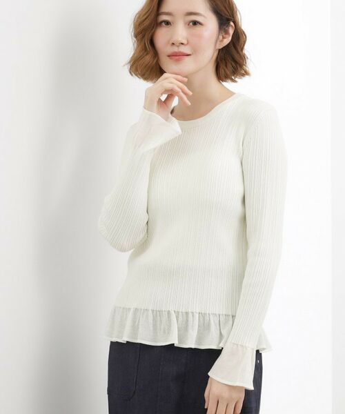 grove / グローブ ニット・セーター | シアーフリルリブニットプルオーバー（オフホワイト(003)）