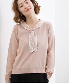 grove / グローブ ニット・セーター | スカーフ柄ボウタイニットプルオーバー