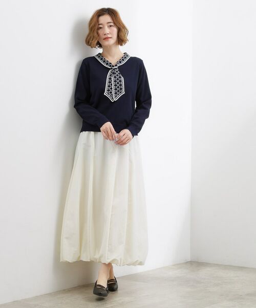 grove / グローブ ニット・セーター | スカーフ柄ボウタイニットプルオーバー | 詳細7