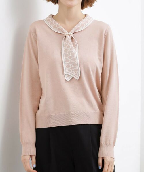 grove / グローブ ニット・セーター | スカーフ柄ボウタイニットプルオーバー | 詳細9